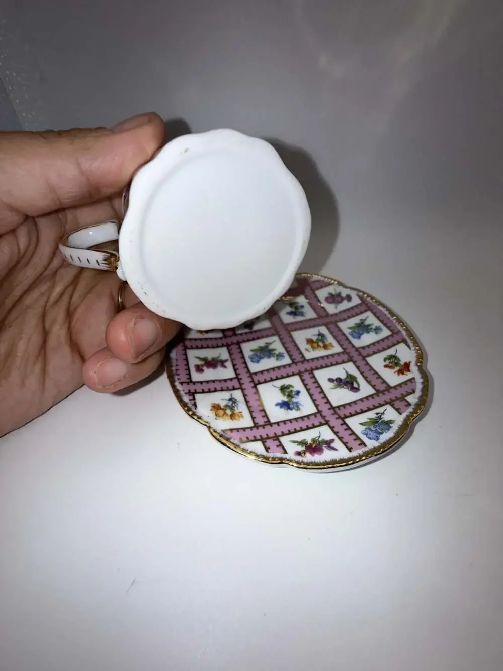Victoria's Garden Porcelain Floral Pattern Demitasse Cup and Saucer